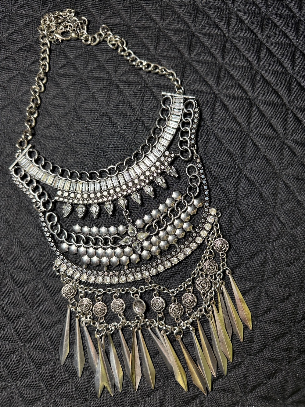 Bohemian Silver-Tone Layered Fringe Necklace
